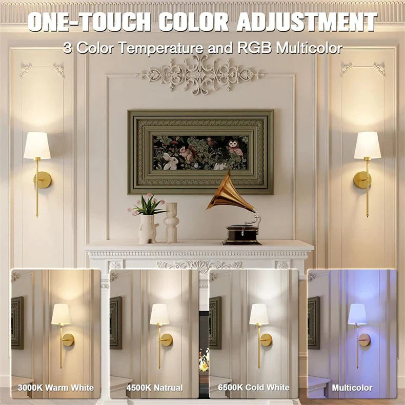 Battery Powered LED Wall Lights (Pair)