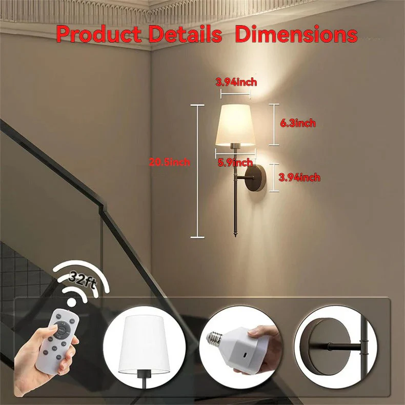 Battery Powered LED Wall Lights (Pair)