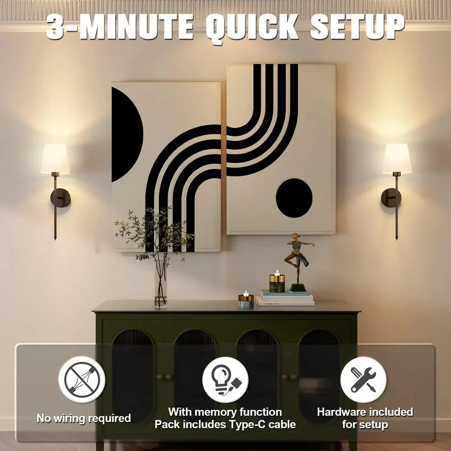 Battery Powered LED Wall Lights (Pair)