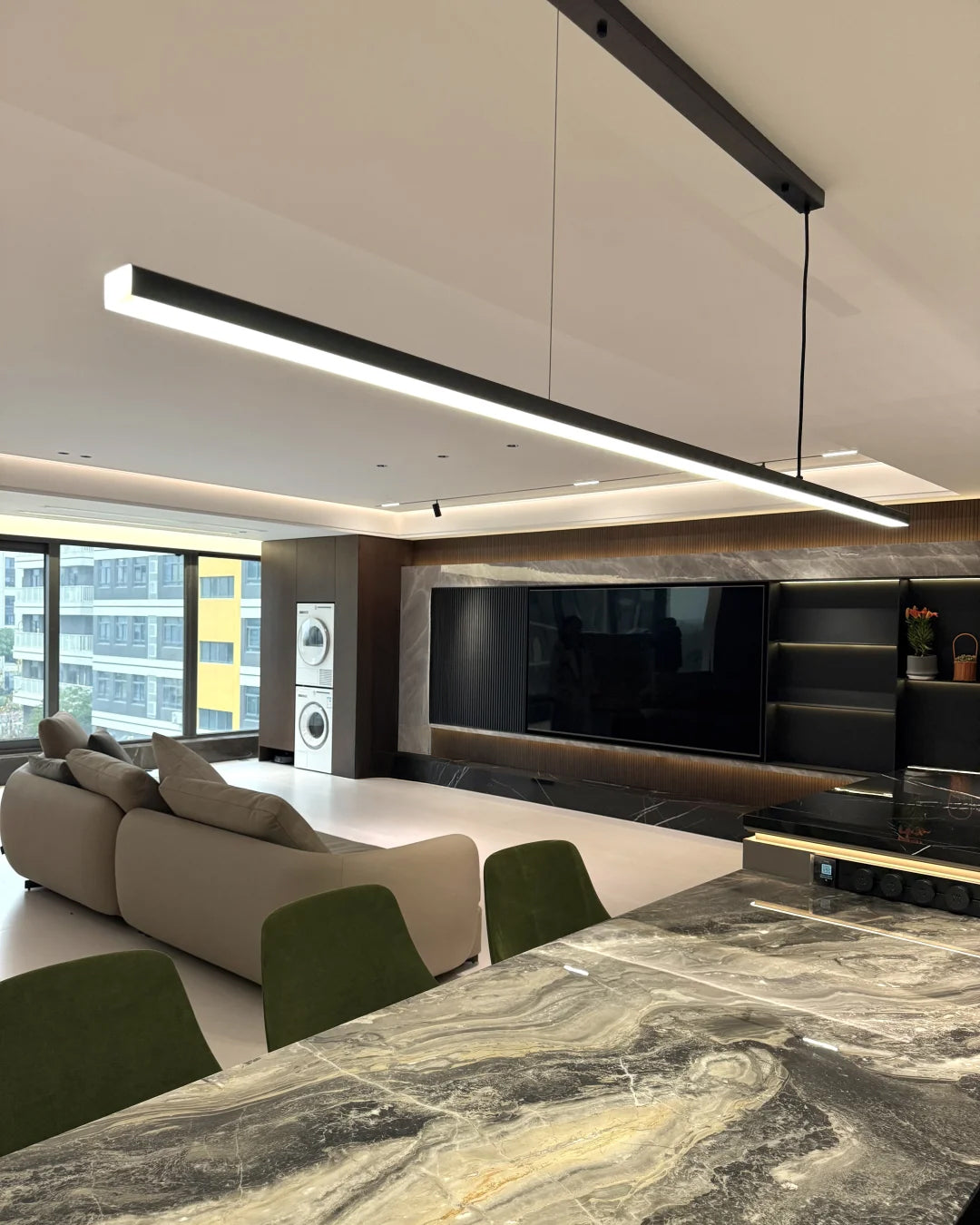 Sleek Metal Kitchen Island LED Pendant Light