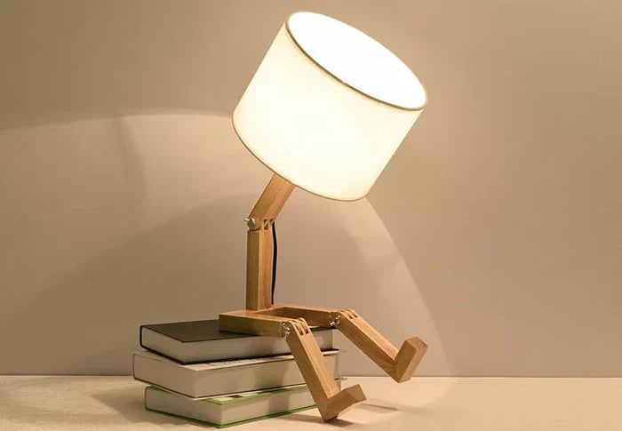 Stylish Wood Desk Lamp with Storage