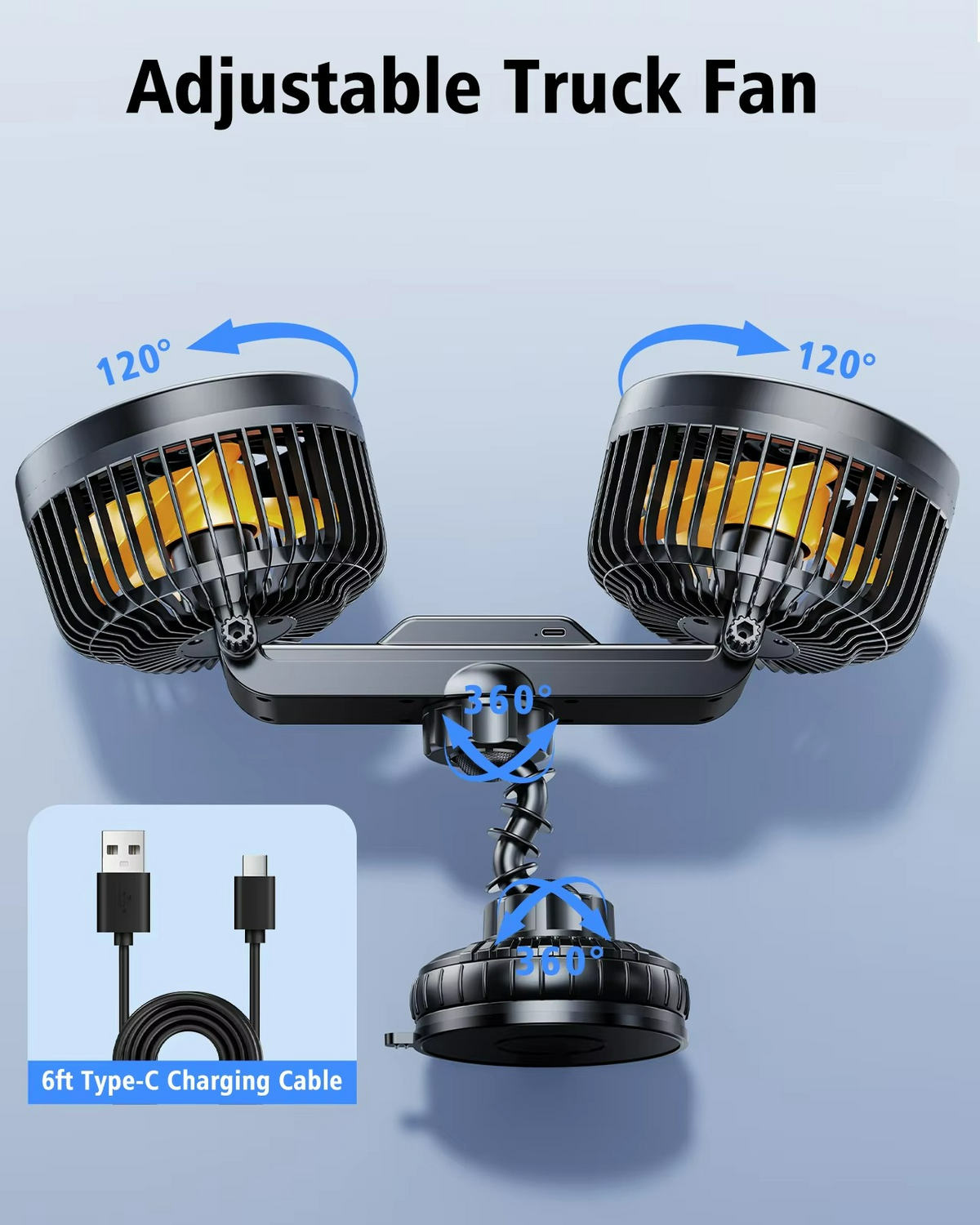 Portable Car Air Fan with Rechargeable Battery