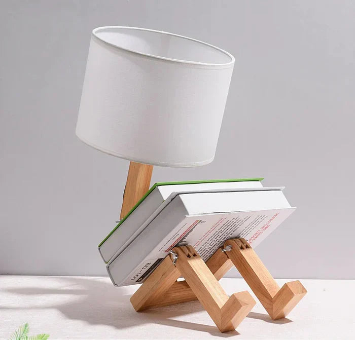 Stylish Wood Desk Lamp with Storage