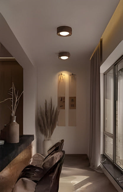 Brown Wooden LED Ceiling Lamp