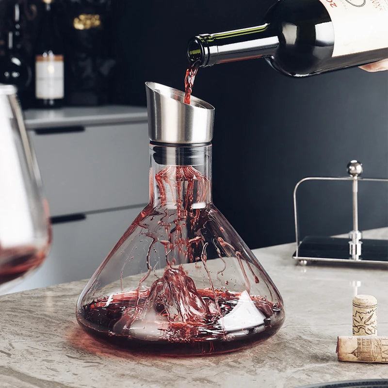 Large Glass Wine Pourer and Aerator Set