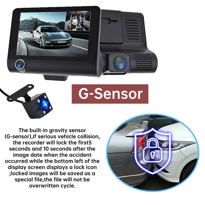 Compact 4 LCD Front Rear View Dash Camera