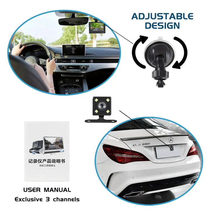 Compact 4 LCD Front Rear View Dash Camera