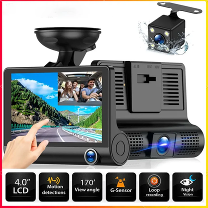 Compact 4 LCD Front Rear View Dash Camera