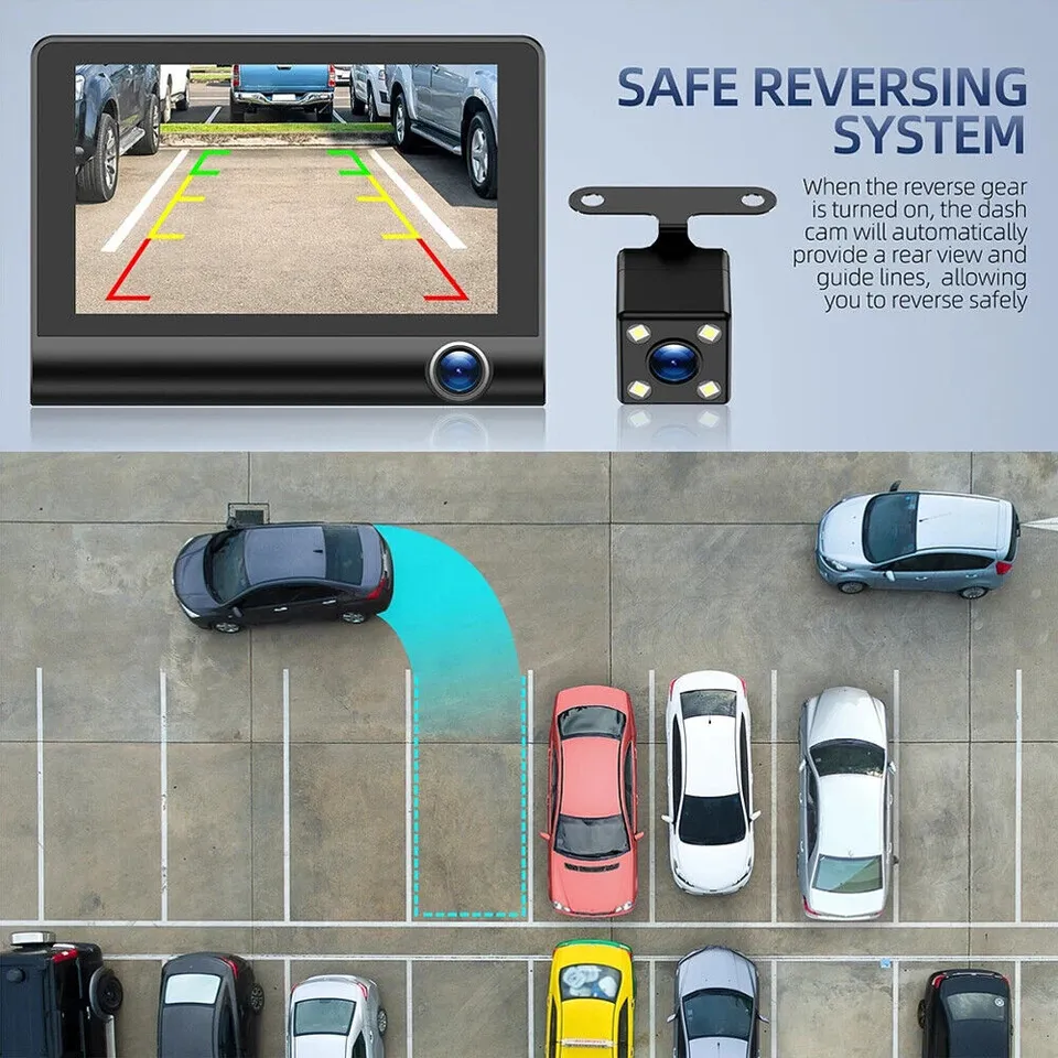 Compact 4 LCD Front Rear View Dash Camera
