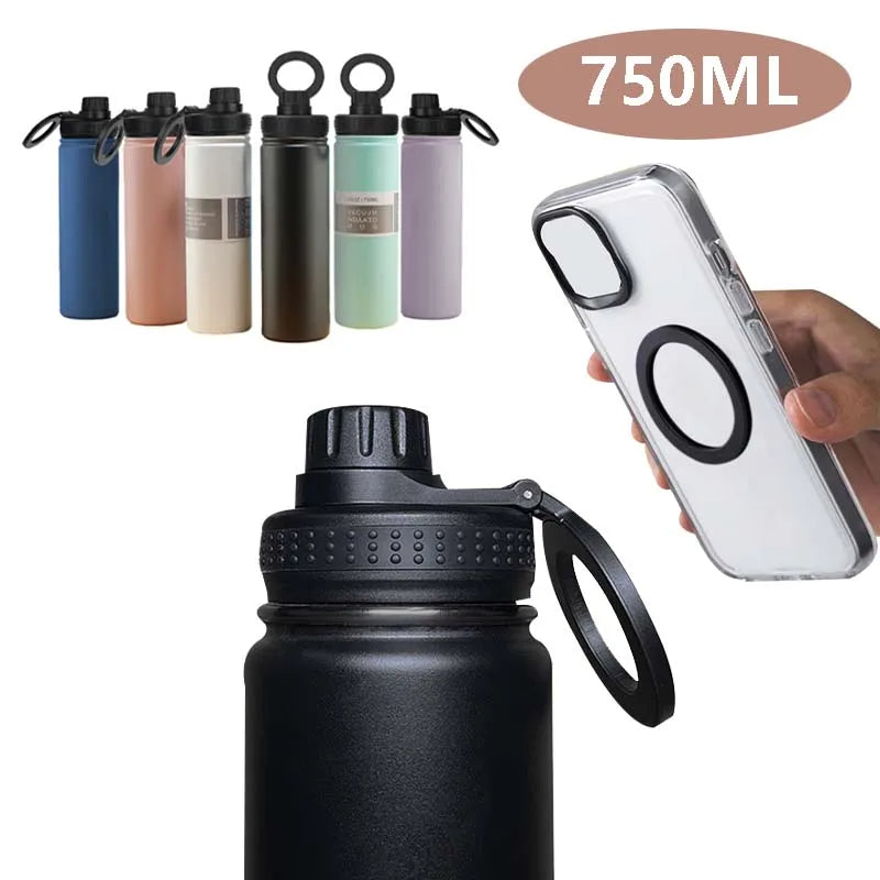 Thermal Stainless Steel Water Bottle with Phone Stand - 750ml