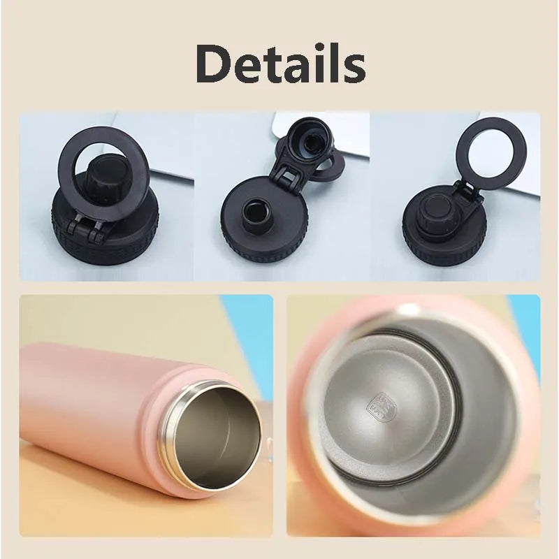 Thermal Stainless Steel Water Bottle with Phone Stand - 750ml