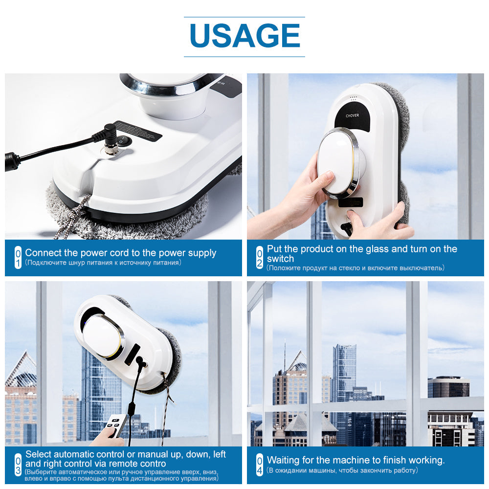 Automatic Glass Cleaning Robot with Remote
