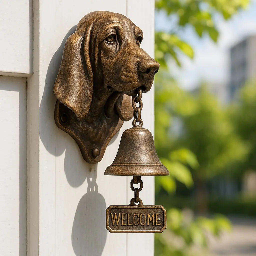Classic Bronze Wall Bell with Dog Design