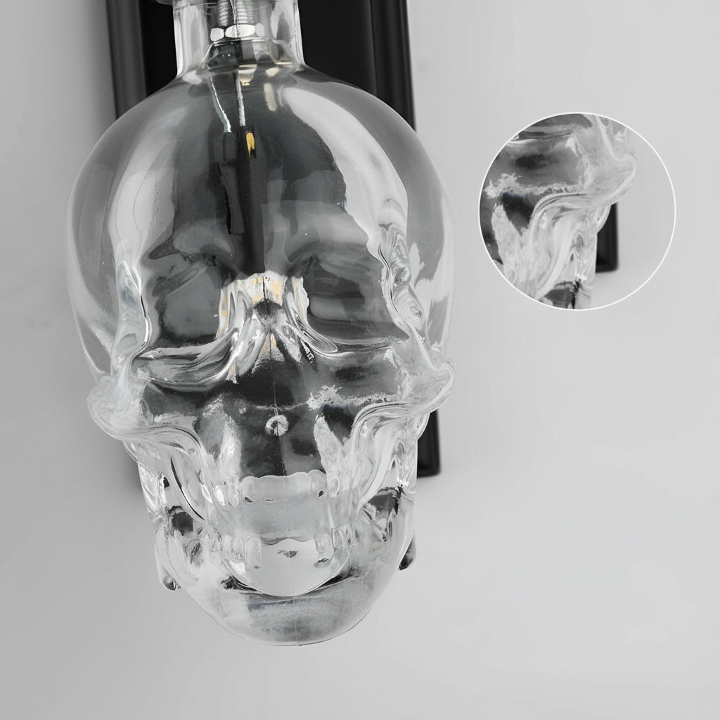 Edgy Metal Skull Wall Light - Dark Iron Decor Lamp