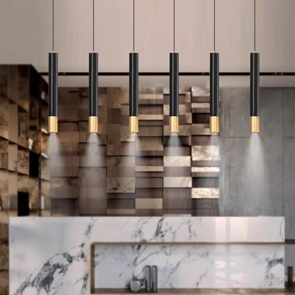 Sleek Gold Metal LED Pendant Island Light Fixture