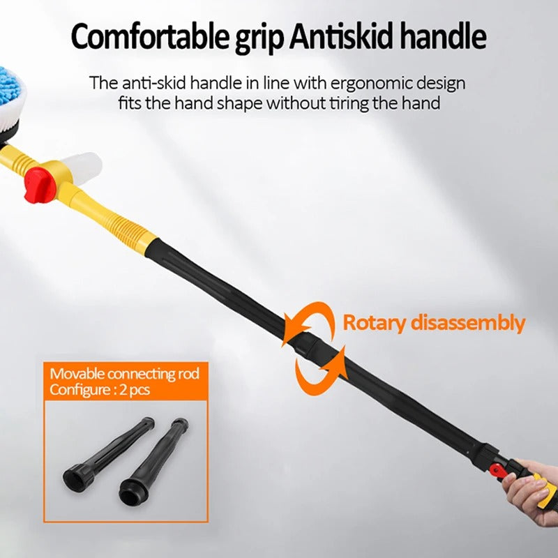 Turbo Car Wash Brush with Soap Dispenser & Long Handle