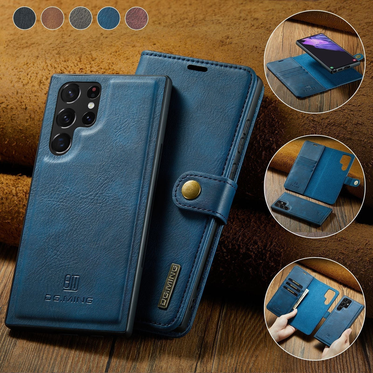 Detachable Leather Flip Cover for Samsung Galaxy