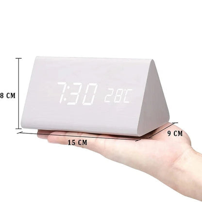 EcoLED Clock - Digital Wooden Alarm with Voice Control