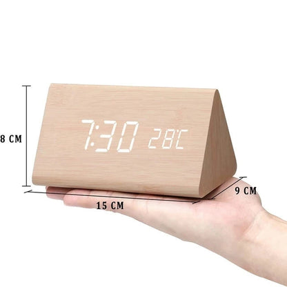 EcoLED Clock - Digital Wooden Alarm with Voice Control