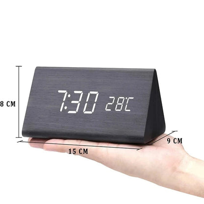 EcoLED Clock - Digital Wooden Alarm with Voice Control