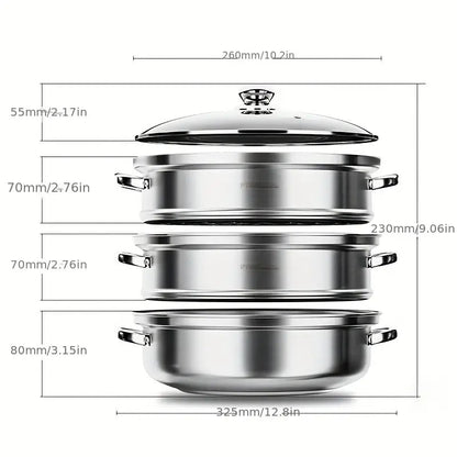 3-Tier Food Steamer Basket Set