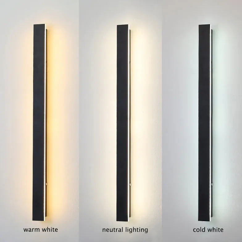 Slim Modern Black Outdoor LED Wall Lamp