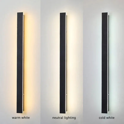 Slim Modern Black Outdoor LED Wall Lamp