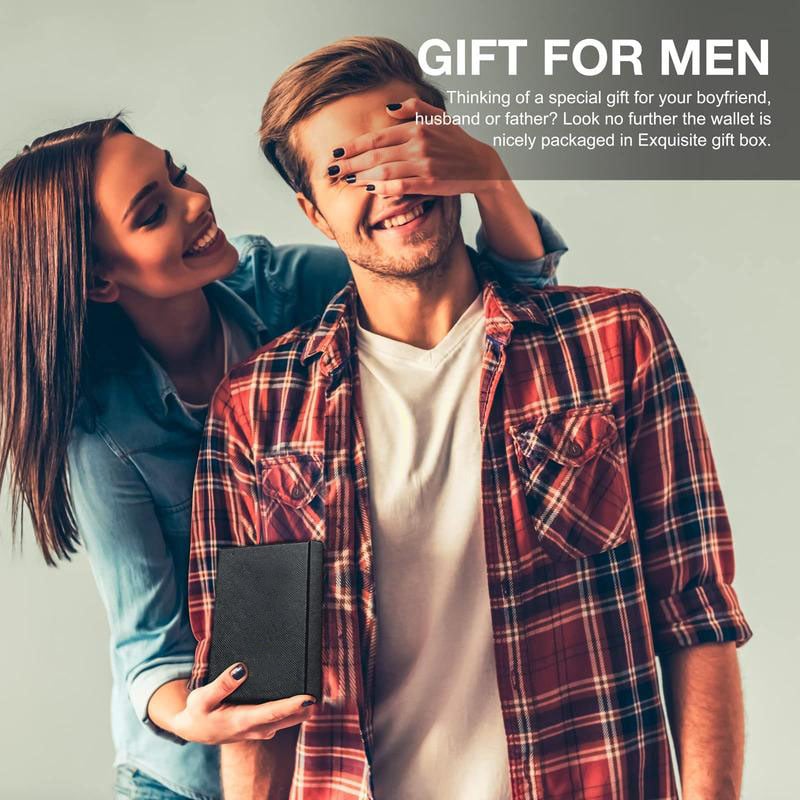 Thin Leather Mens Wallet with RFID Blocking