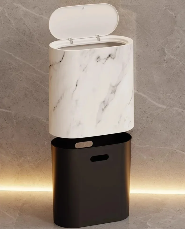 Elegant Stone Pattern Waste Bin