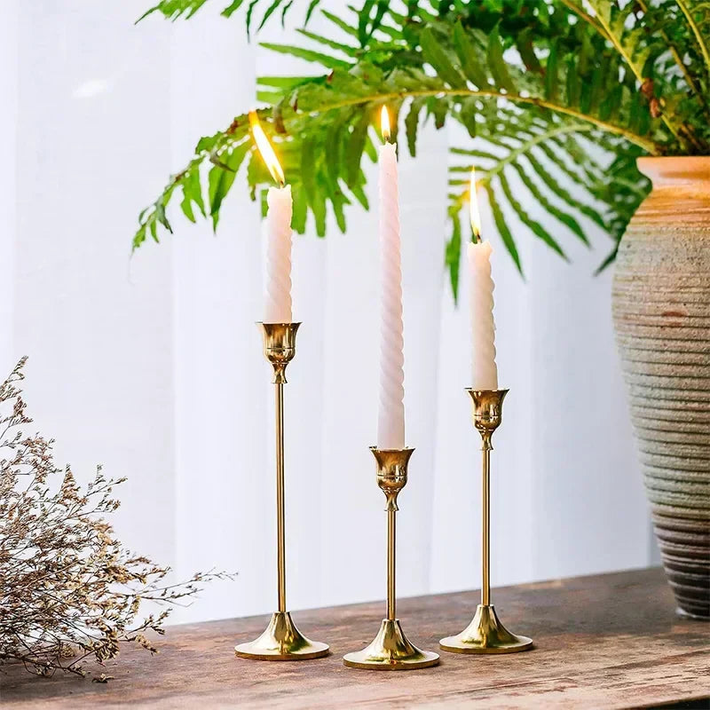 Luxury Silver Tone Candle Holder Set