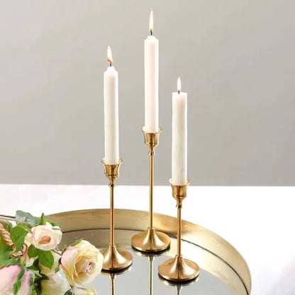 Luxury Silver Tone Candle Holder Set - Cofik
