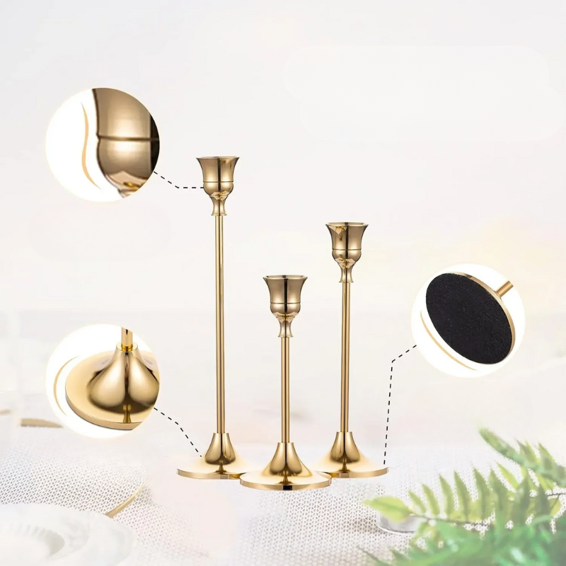 Luxury Silver Tone Candle Holder Set
