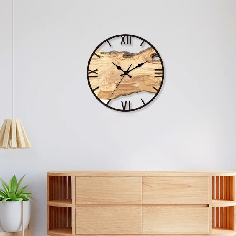Traditional Wood Wall Clock with Roman Numbers