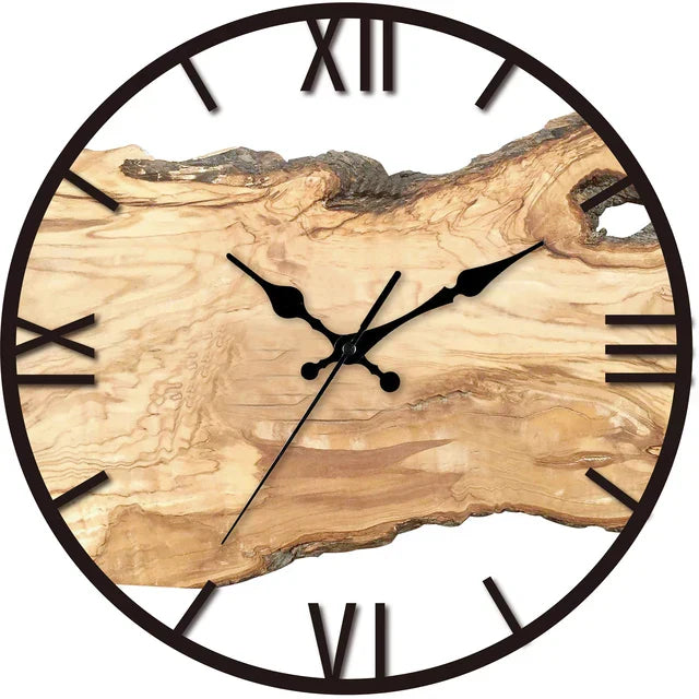 Traditional Wood Wall Clock with Roman Numbers
