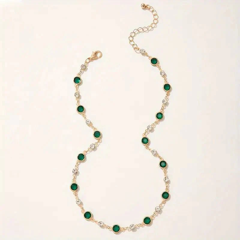 Green Diamond Dainty Choker Necklace