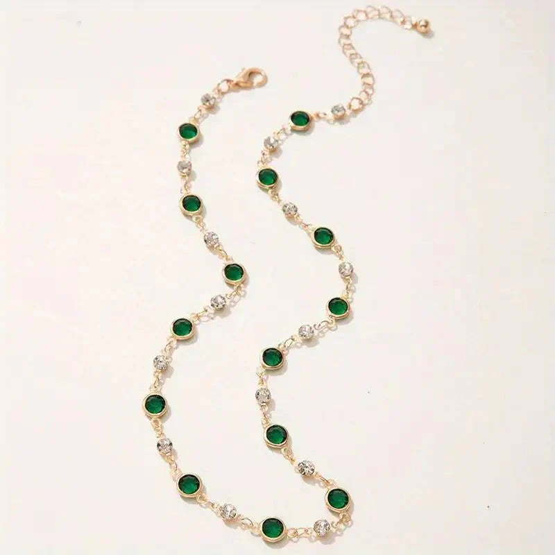 Green Diamond Dainty Choker Necklace