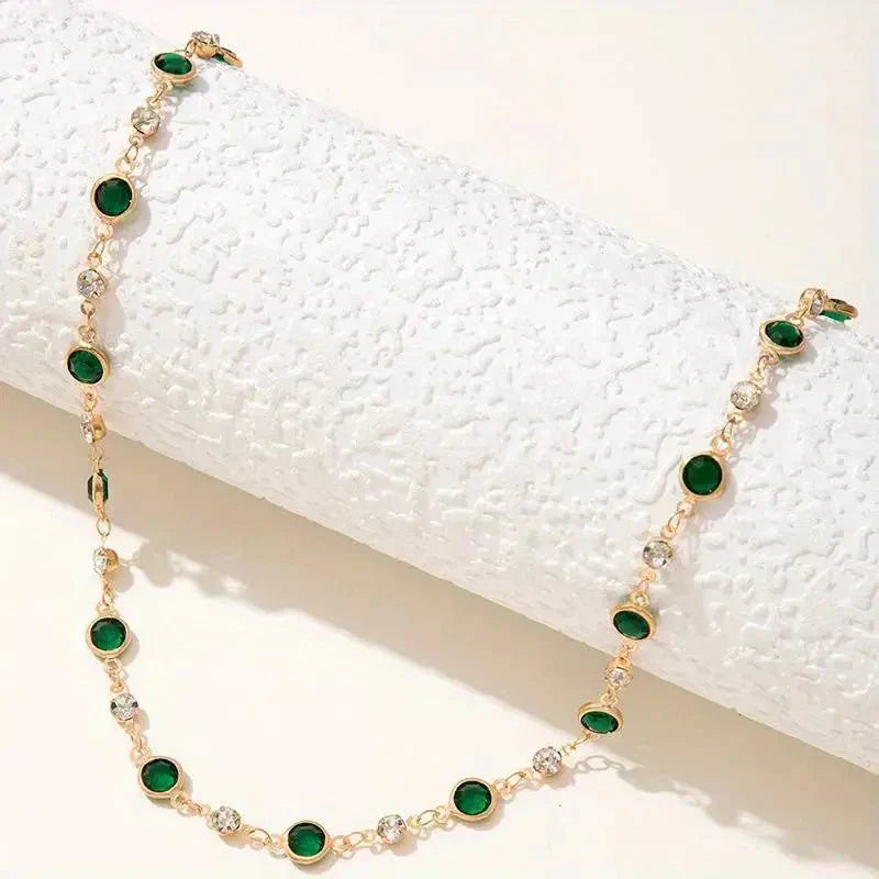 Green Diamond Dainty Choker Necklace