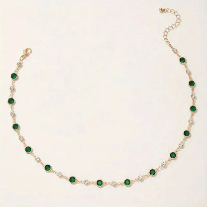 Green Diamond Dainty Choker Necklace