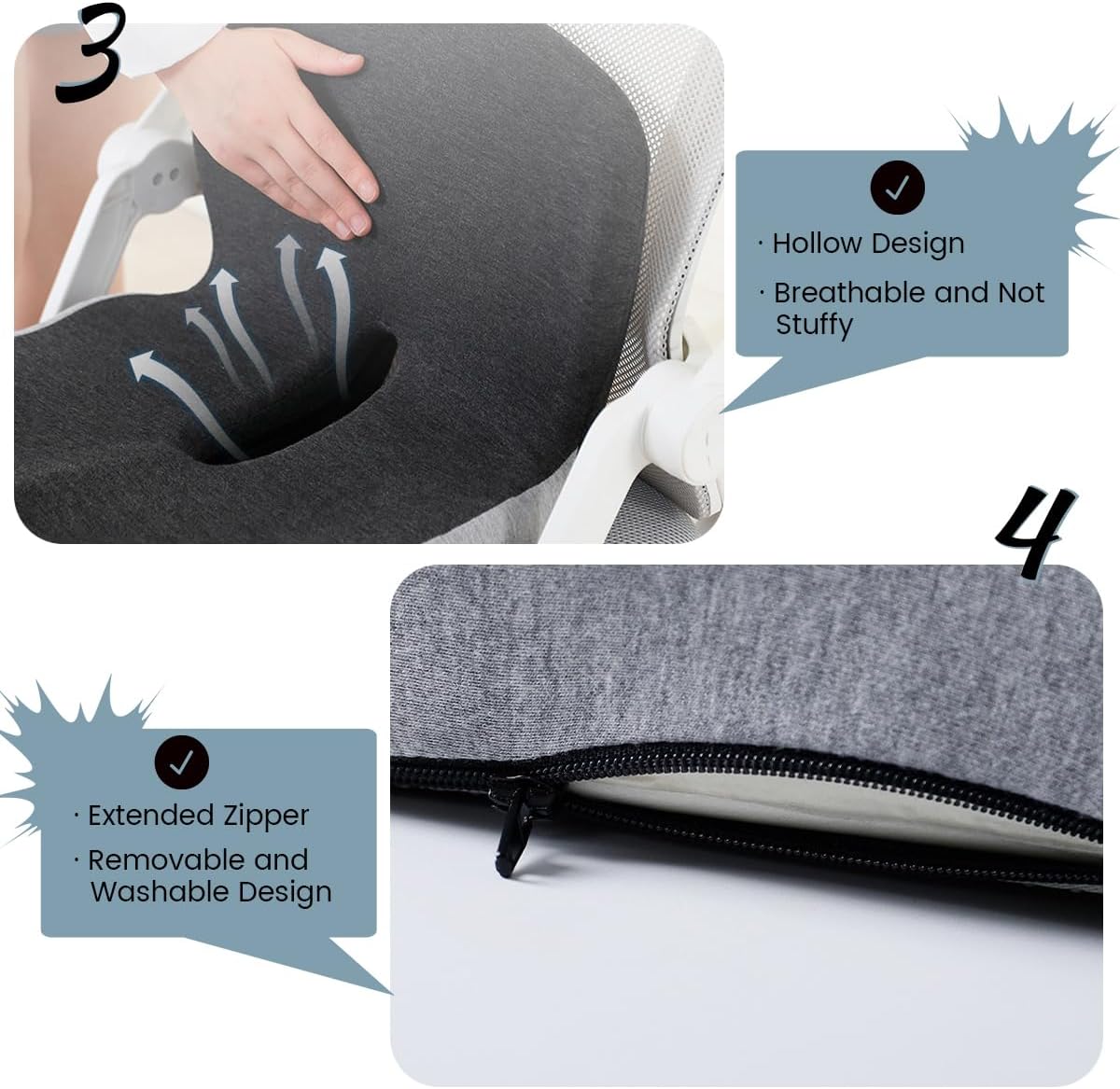 Contoured Orthopedic Memory Foam Chair Cushion