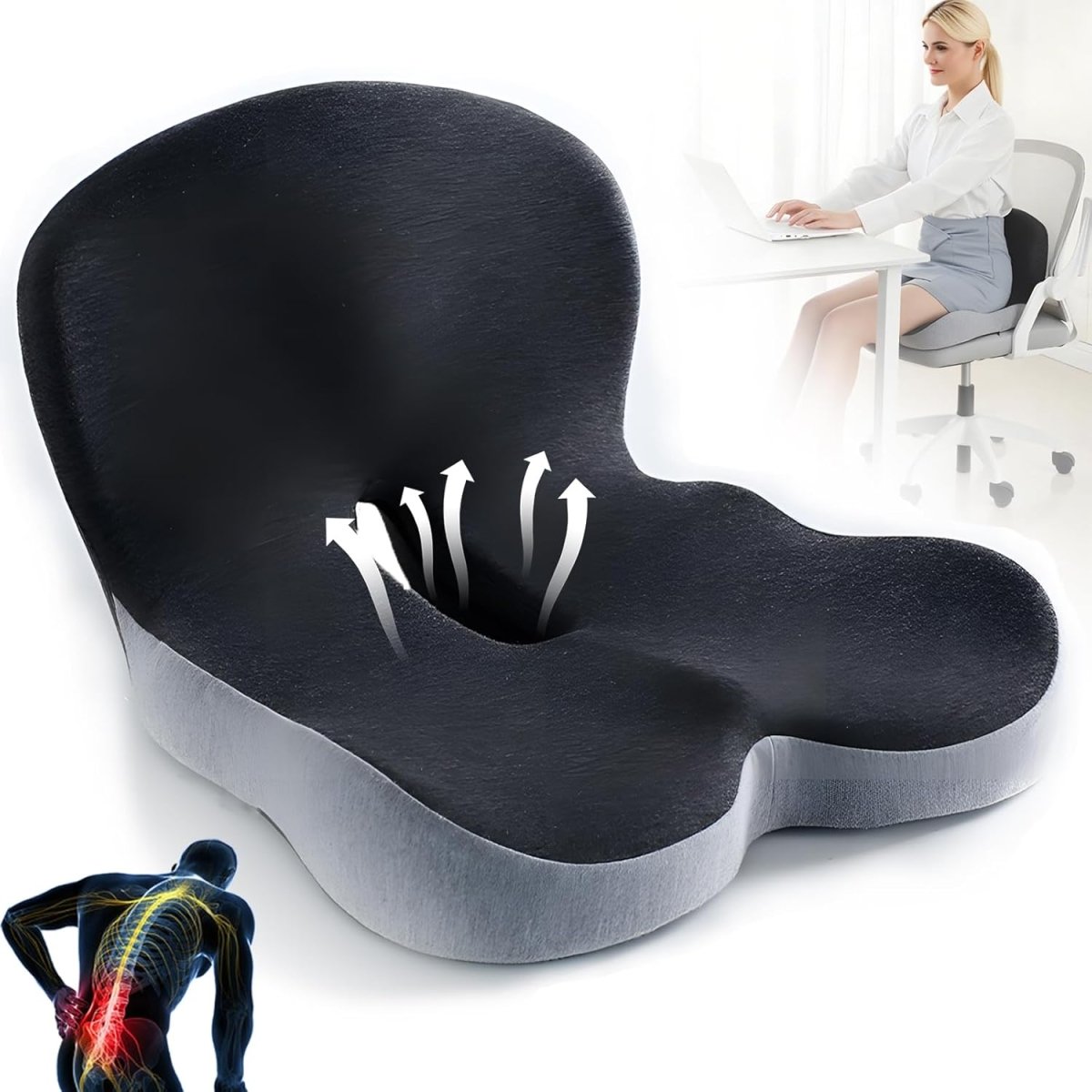Contoured Orthopedic Memory Foam Chair Cushion