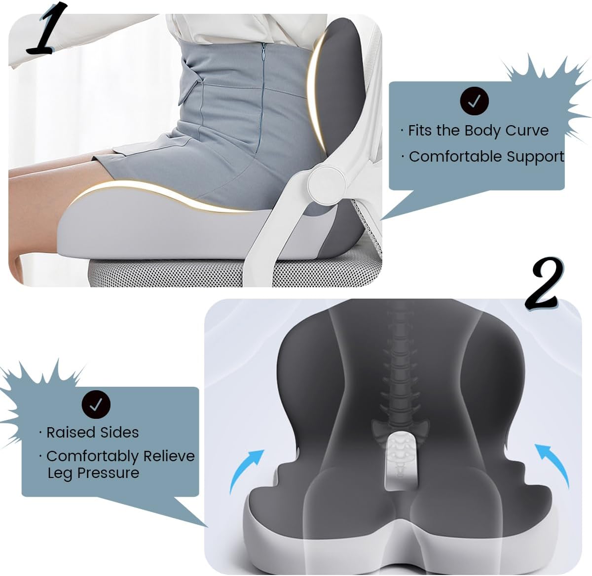 Contoured Orthopedic Memory Foam Chair Cushion