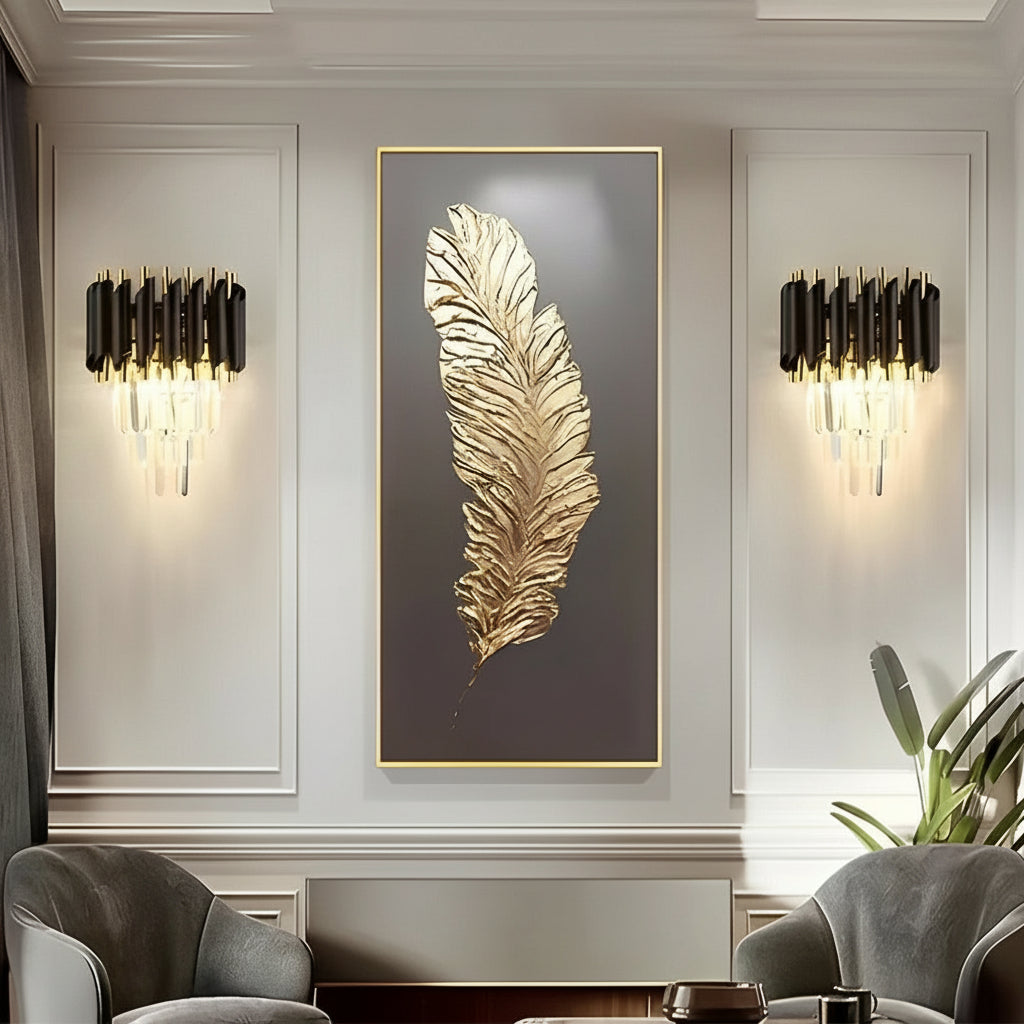 Contemporary Crystal Gold Wall Lamp