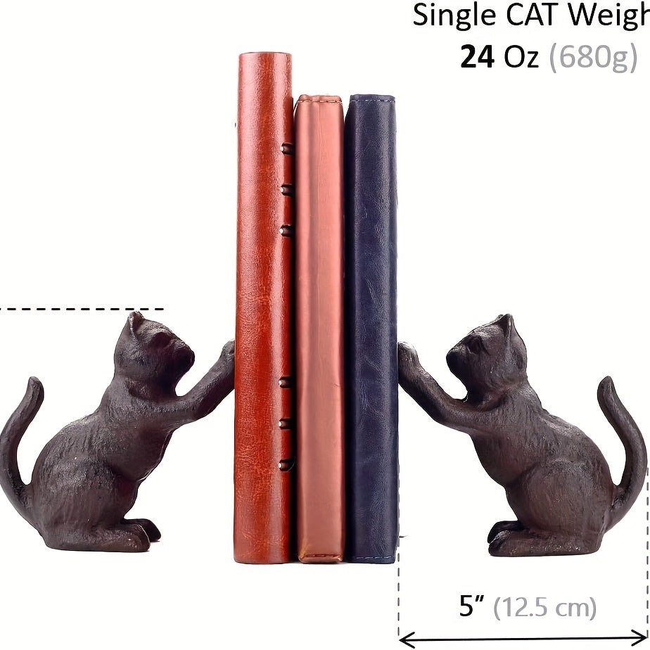 Classic Cat - Distressed Metal Book Ends for Home Decor