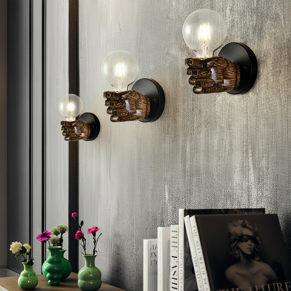 Unique Metal Fist Wall Light