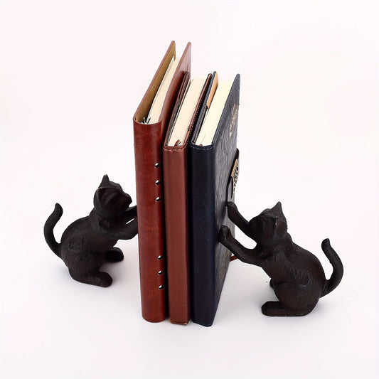 Classic Cat - Distressed Metal Book Ends for Home Decor - Cofik