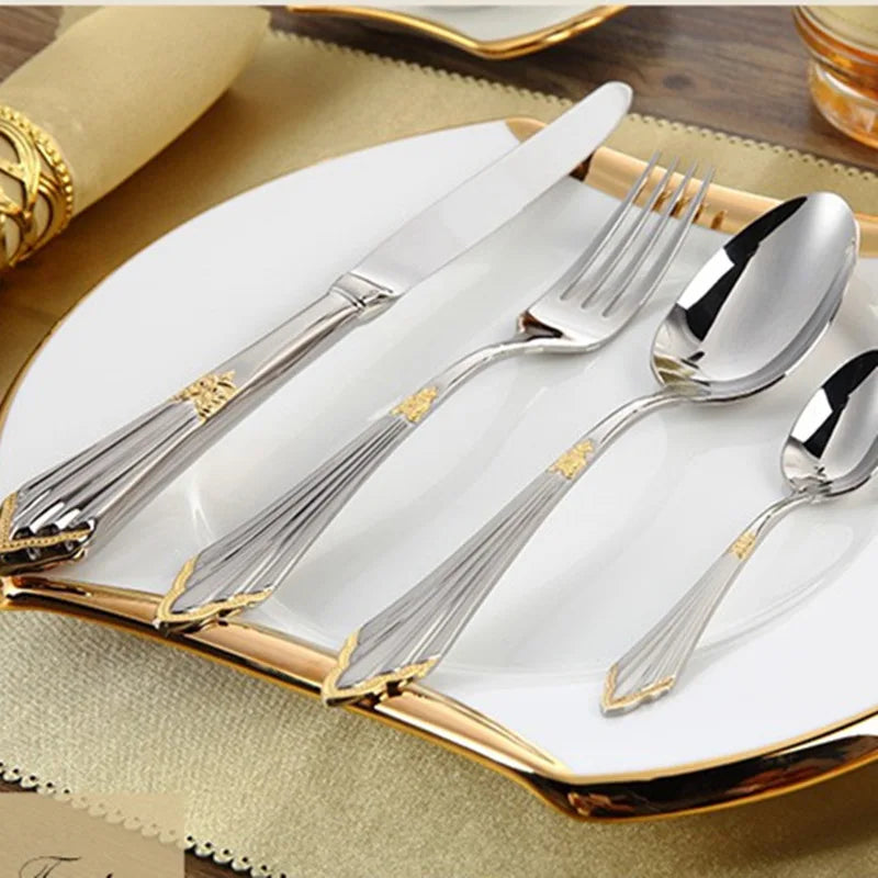 Premium 4pc Gold Plated Stainless Steel Cutlery Set