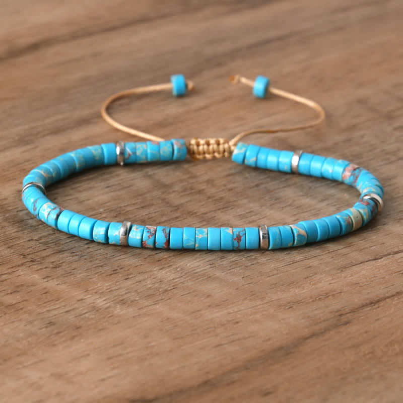 Bohemian Stone Beaded Bracelet with Natural Rollers