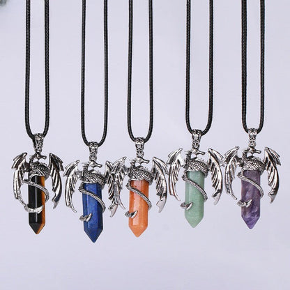 Unique Gemstone Dragon Pendant Necklace