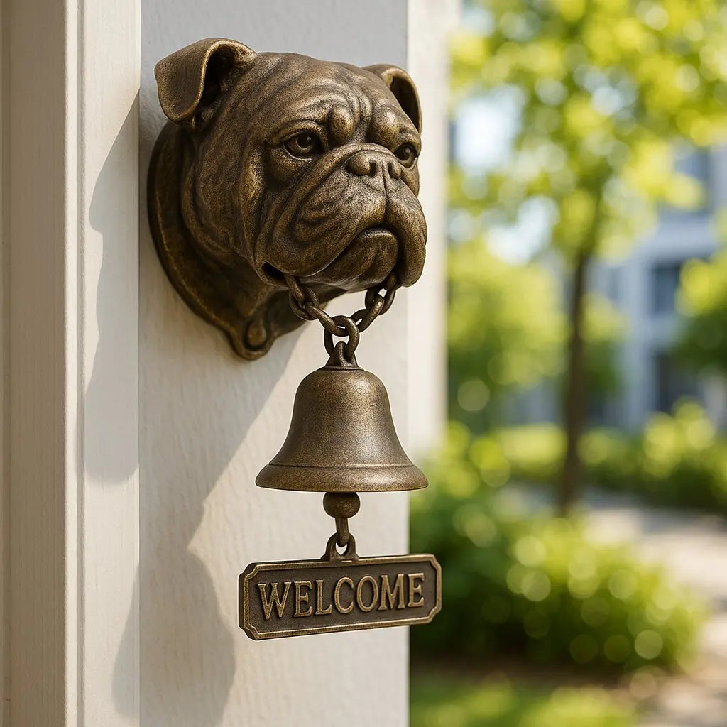 Classic Bronze Wall Bell with Dog Design