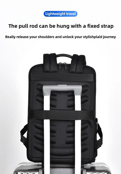 Stylish Leather Backpack with USB Port, 15.6 Inch, Black